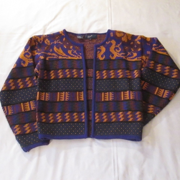 LUCE Sweaters - LUCE PURPLE/GOLD/BRONZE BURGUNDY/BLACK KNIT BLAZER